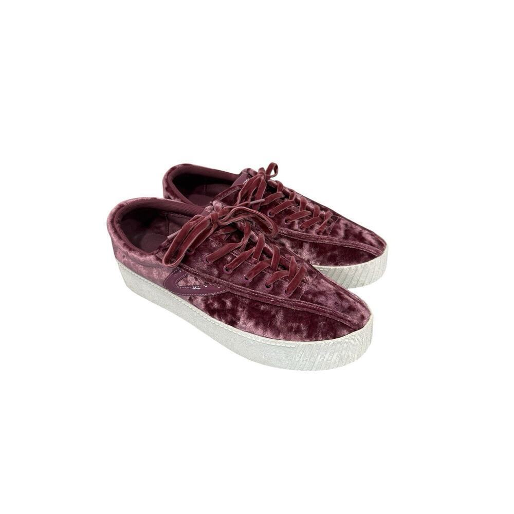 Tretorn Nylite 4 Bold Pink Crushed Velvet Low-Top Platform Sneaker Sz 9.5 Shoes - Picture 3 of 8